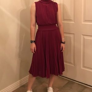 Pleated Magenta Dress, Sleeveless Size 2